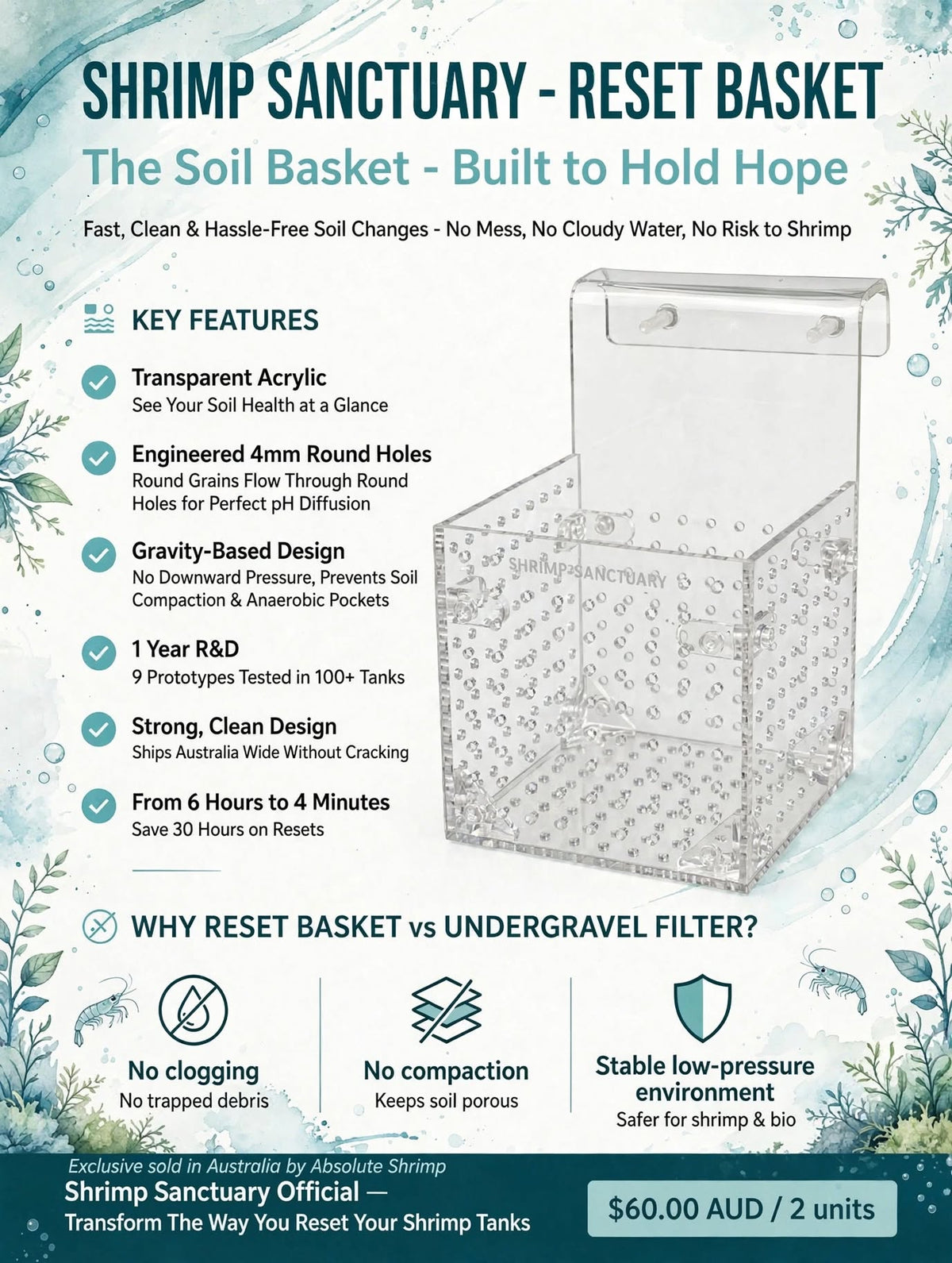 Shrimp Sanctuary Original Reset Basket (2 Basket each Set)